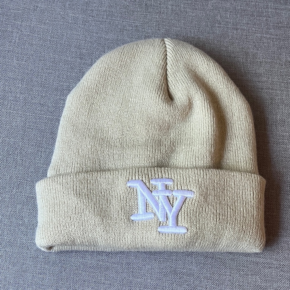 NY Beige Knit Beanie